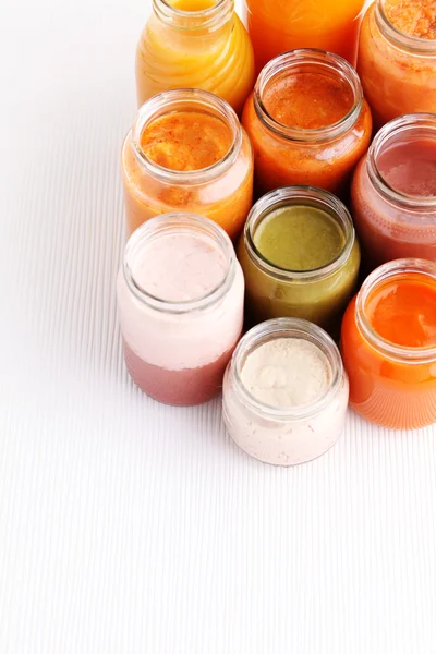 First baby food in jar — Stock Photo, Image