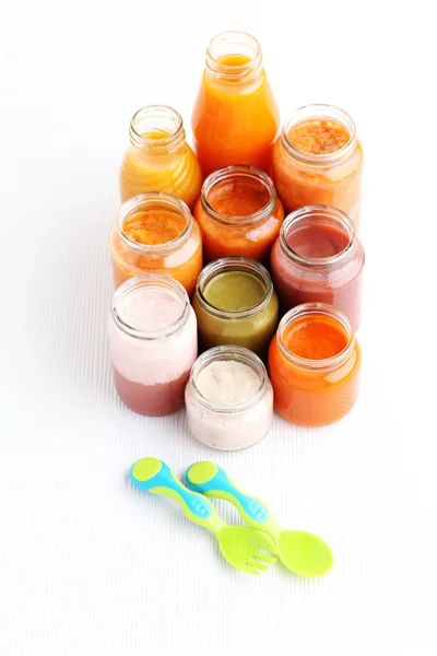 First baby food in jar — Stock Photo, Image