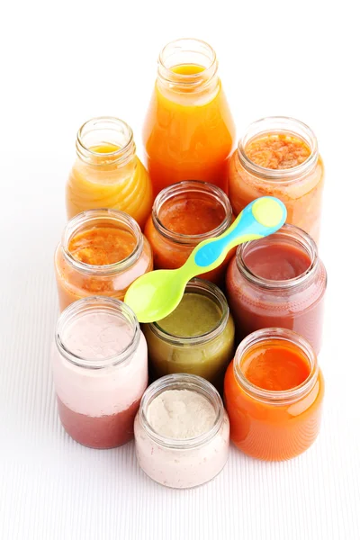 First baby food in jar — Stock Photo, Image