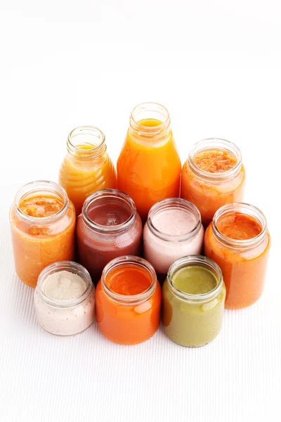 First baby food in jar — Stock Photo, Image