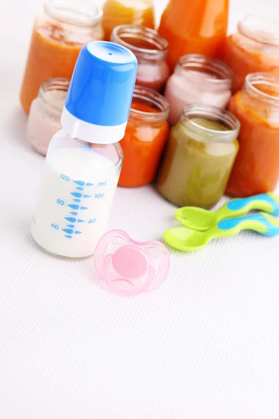 First baby food in jar — Stock Photo, Image