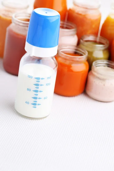 First baby food in jar — Stock Photo, Image