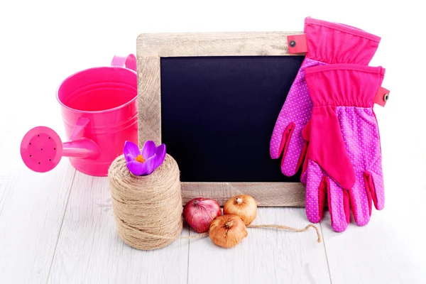 Gardening tools and frame — Stock Photo, Image