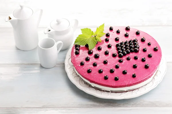 Homemade blackberry cheesecake — Stock Photo, Image