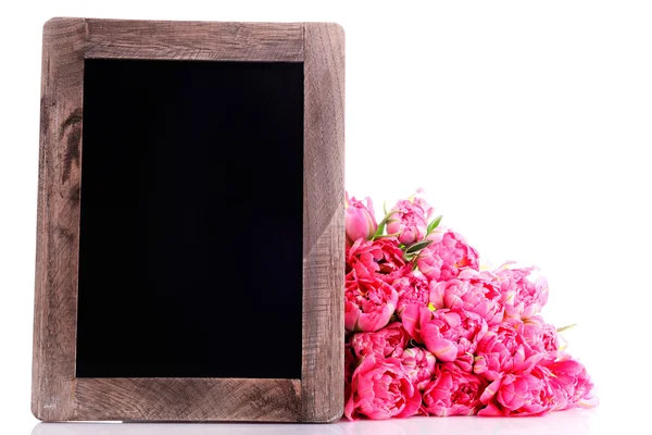 Lots of pink tulips with frame — Stock Photo, Image