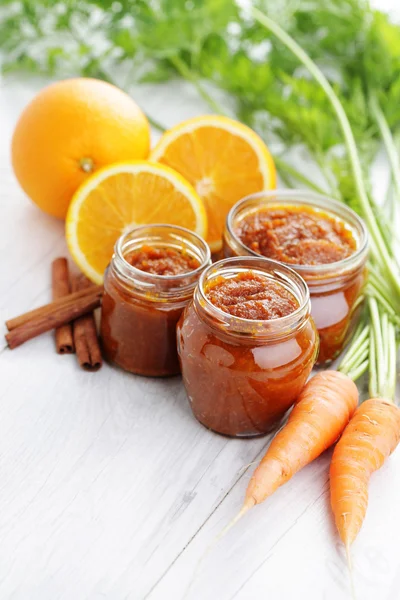 Carrot and orange jam — Stok fotoğraf