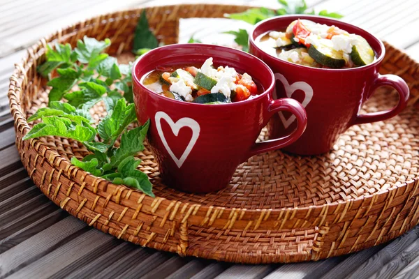 Tomato and zucchini soup — Stock Photo, Image