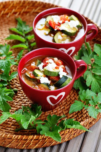 Sopa de tomate e abobrinha — Fotografia de Stock