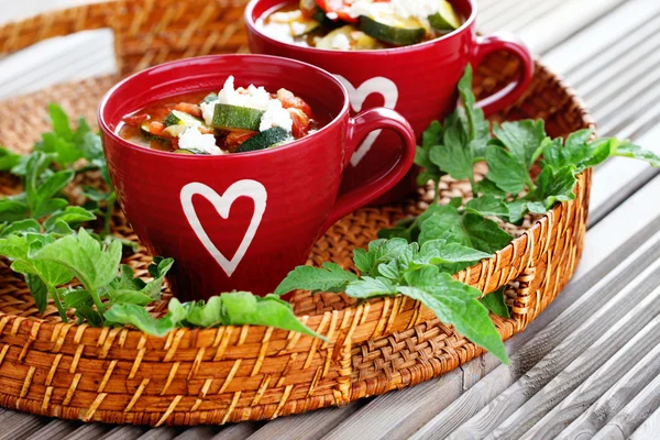 Tomato and zucchini soup — Stock Photo, Image