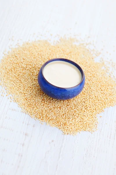 Homemade tahini on table — Stock Photo, Image