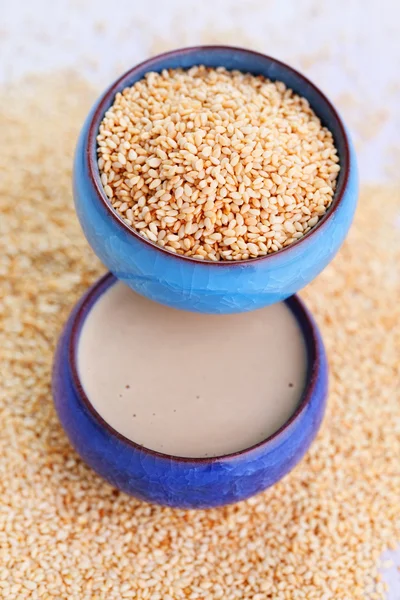 Homemade tahini on table — Stock Photo, Image