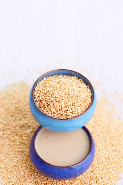 Homemade tahini on table — Stock Photo, Image