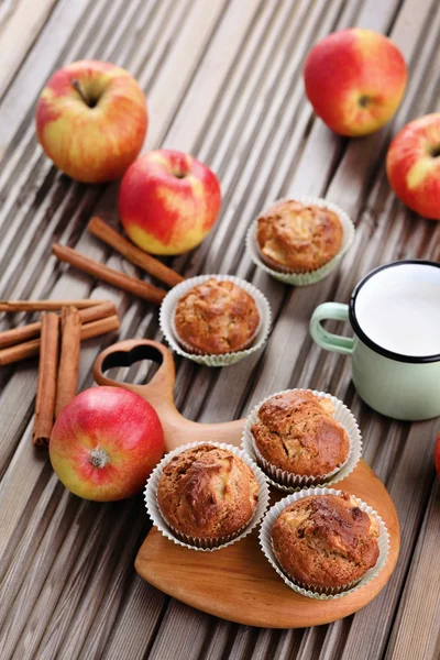 Delicious muffins with apple and oats — Stock Photo, Image