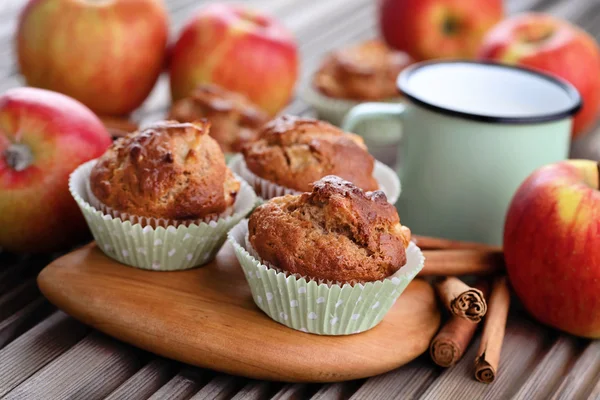 Delicious muffins with apple and oats — Stock Photo, Image