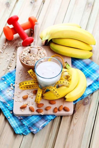 Banán koktél, zab és mandula — Stock Fotó