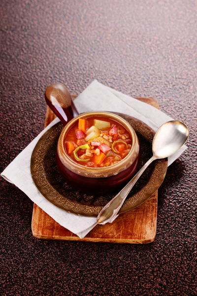 Vegetable soup with groat — Stock Image Vegetable soup with groat Stock Photo