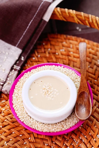 Homemade tahini in bowl — Stock Photo, Image