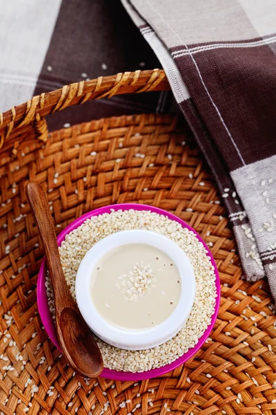 Homemade tahini in bowl — Stock Photo, Image