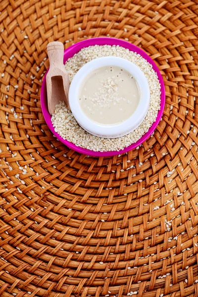 Homemade tahini in bowl — Stock Photo, Image