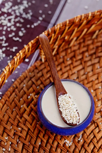 Homemade tahini in bowl — Stock Photo, Image