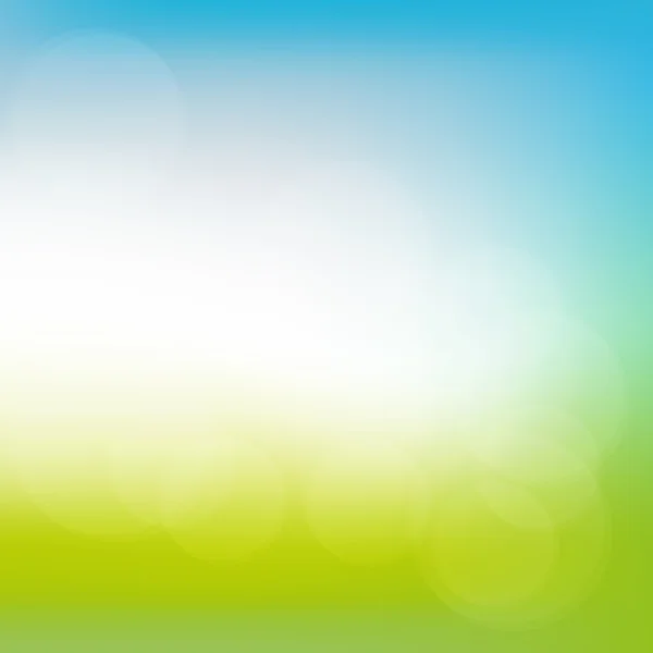 Abstrait printemps ou été fond ensoleillé avec ciel bleu et prairie verte, vecteur — Image vectorielle