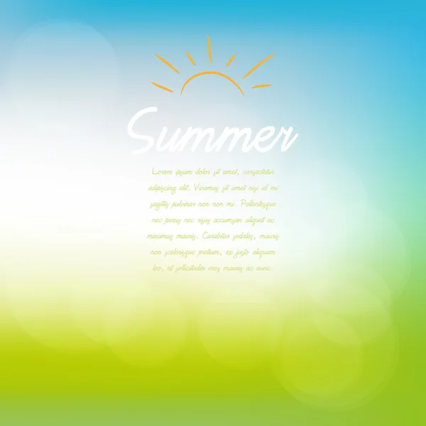 Abstrakte Frühling oder Sommer sonnigen Hintergrund mit blauem Himmel und grüne Wiese, Vektor — Stockvektor