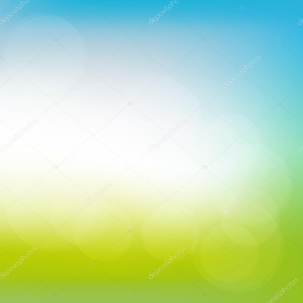 Abstract spring or summer sunny background with blue sky and green meadow, vector