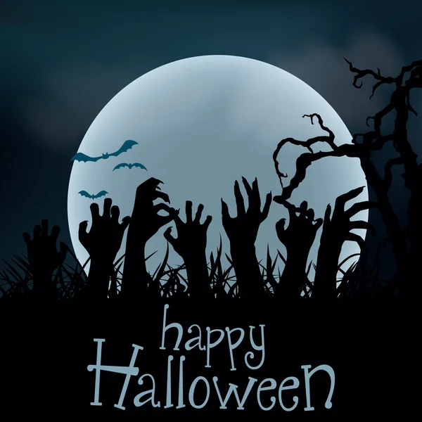 Halloween Background. Zombie hands rising out from the ground, v — Stock Vector