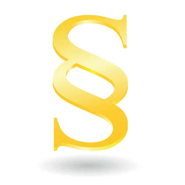 Simbolo del paragrafo dorato isolato su sfondo bianco. Immagine 3d . — Vettoriale Stock