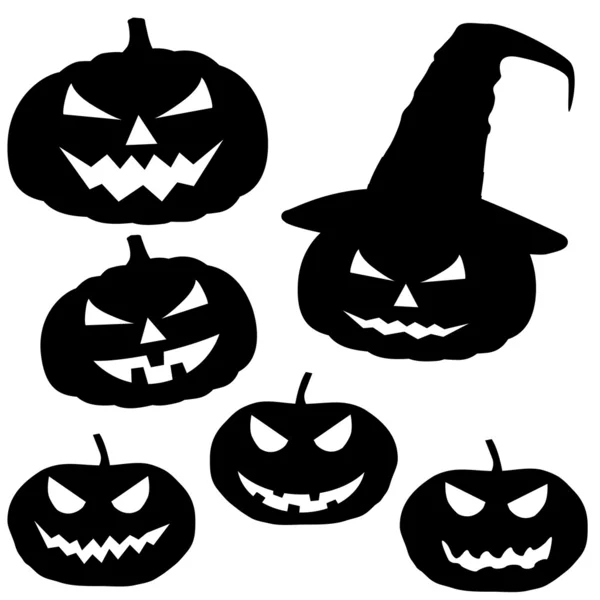 Collection of halloween pumpkins isolated on white background, v — Stock Vector