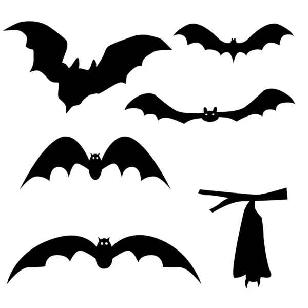 Colección de murciélagos aislados sobre fondo blanco, vector — Vector de stock