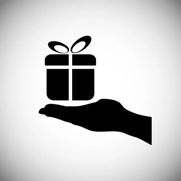 Hand halten Geschenk-Symbol, Vektor — Stockvektor