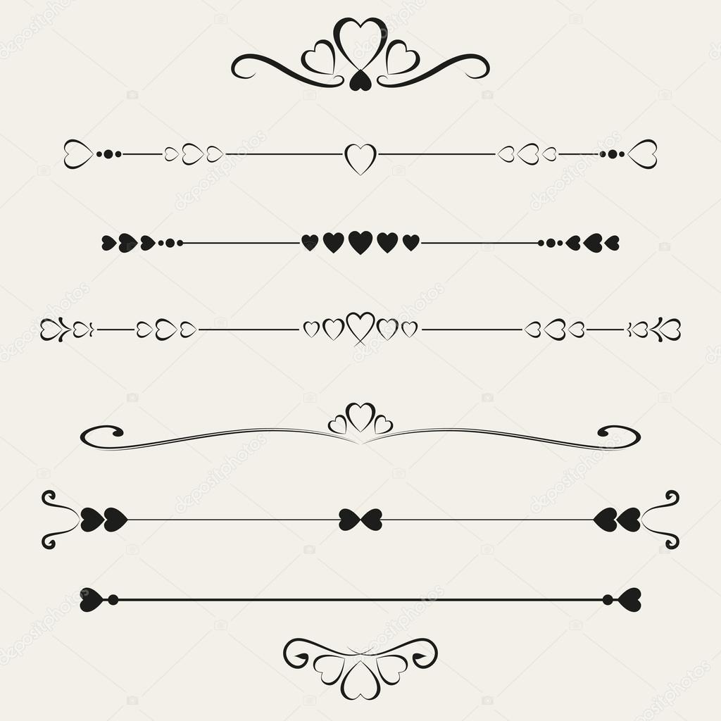 Set of valentine elements, vector 
