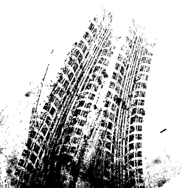 Background with grunge black tire track , vector