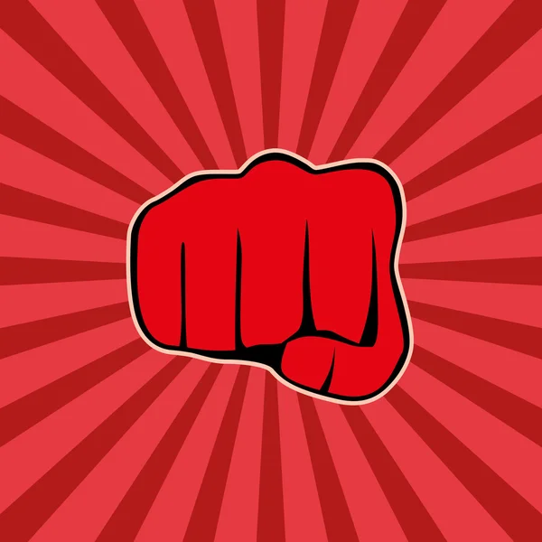 Fist on red background, vector — Stock Vector