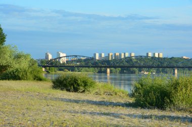 Bridge over Vistula river. Transportation infrastructure in Grud