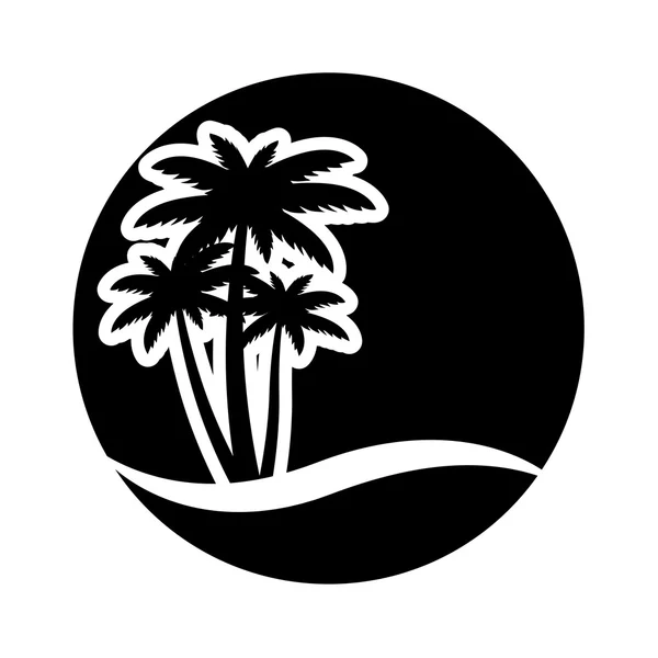 Coucher de soleil et palmiers sur l'île, vecteur — Image vectorielle