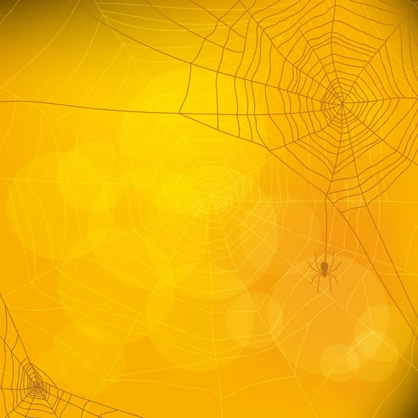 Halloween autumn background with spider web, vector — Stock Vector