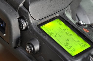 Closeup of professional digital camera.