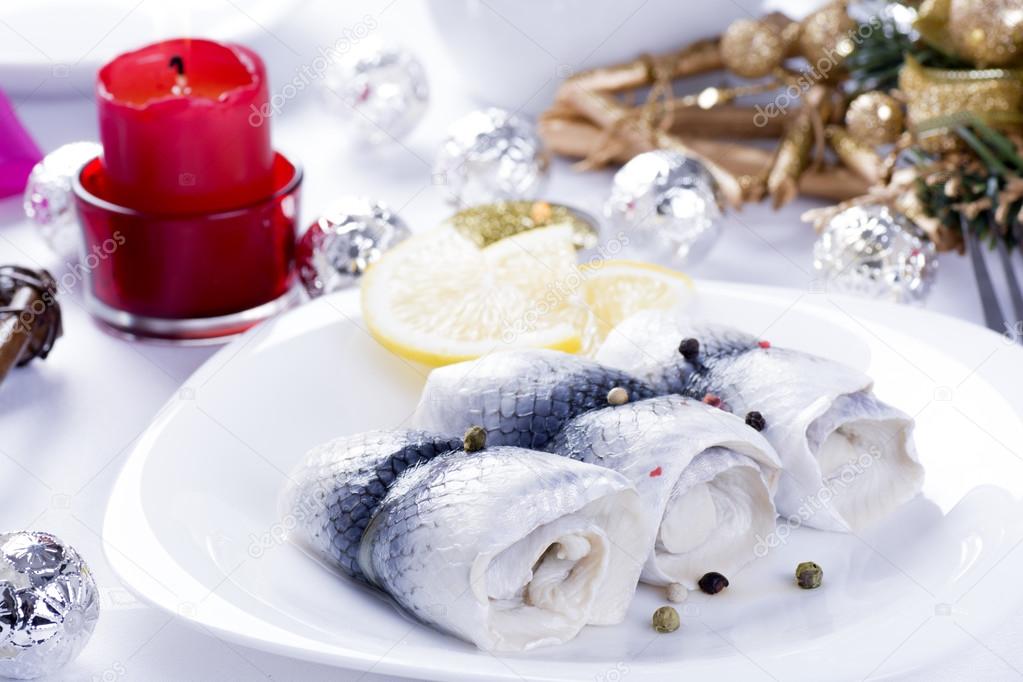 Rollmops with lemon for Christmas 