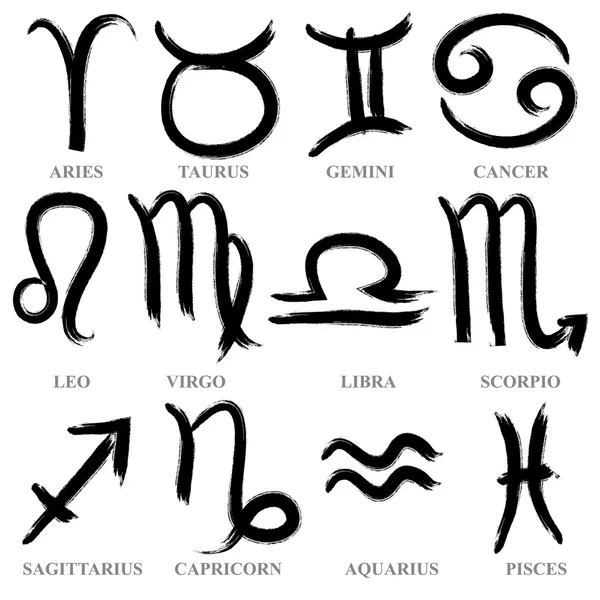 Set of hand drawn zodiac signs, vector — Stockový vektor