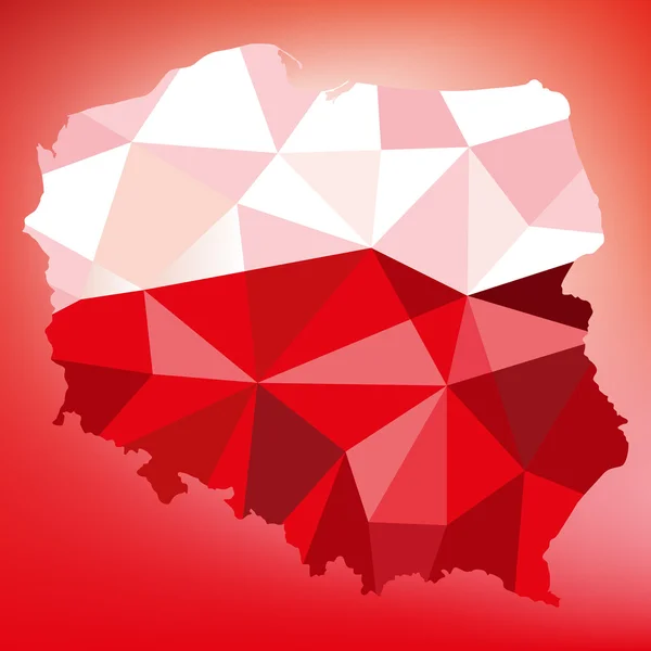 Fond blanc et rouge avec la forme de la Pologne en géométrique, mosai — Image vectorielle