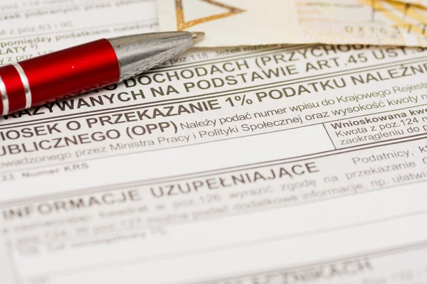 One percent for public benefit organization, Polish tax form — Stock Photo, Image