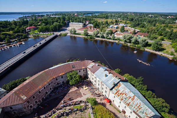 Rusland Vyborg Juli 2013 Uitzicht Stad Van Bovenaf Riddertoernooi Kasteel — Stockfoto