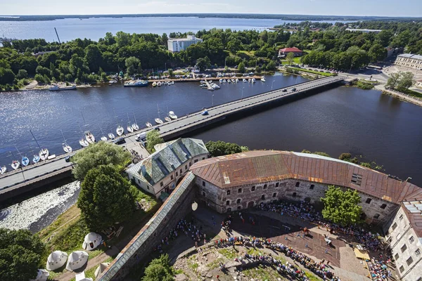 Rusland Vyborg Juli 2013 Uitzicht Stad Van Bovenaf Riddertoernooi Kasteel — Stockfoto
