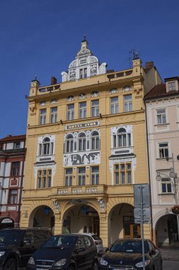 Çek Cumhuriyeti, Ceske Budejovice - 3 Temmuz 2013: Eski şehir merkezinin mimarisi, Otel Zvon 