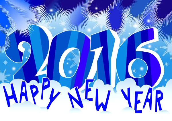 Happy New Year kaart in Blues — Stockvector