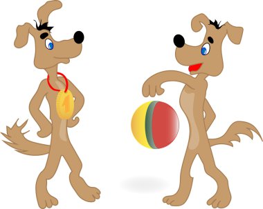 Bir topla, vektör oynamayı karikatür köpek