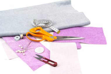 Kumaş ve iplik parçaları. Terzilik, döşenmiş mobilya üretimi.