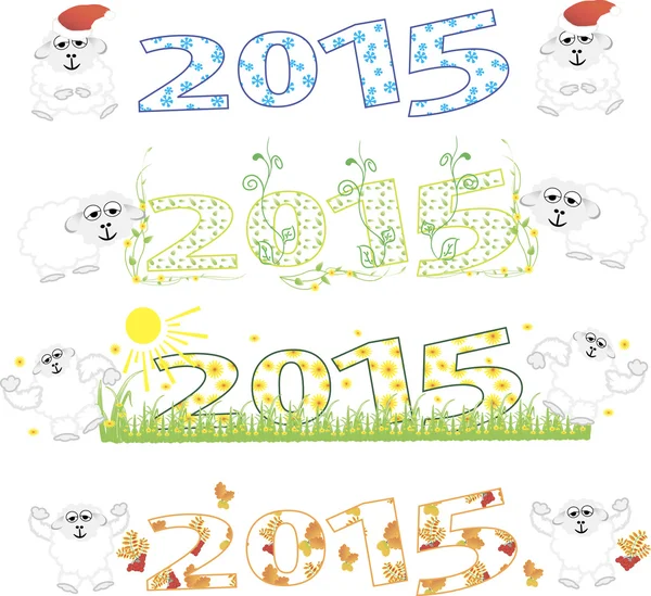 2015 ano novo, ovelhas. ilustração vetorial — Vetor de Stock